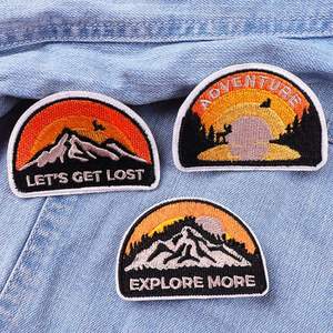 Patchs brodés personnalisés pour vêtements et chapeaux, thème camping en montagne et aventure, à thermocoller, vente en gros - Product Image 4