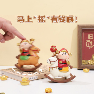 เทพเจ้าแห่งความมั่งคั่งรูปปั้นเรซิ่นตกแต่ง 2 ชิ้นของขวัญปีใหม่จีนตกแต่งห้องนั่งเล่น - Product Image 2