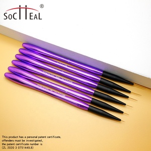 Magnifiques pinceaux à dessin pour ongles avec manche en acrylique violet, poils en nylon de différentes longueurs, pour le nail art, les lignes et les détails. - Product Image 2