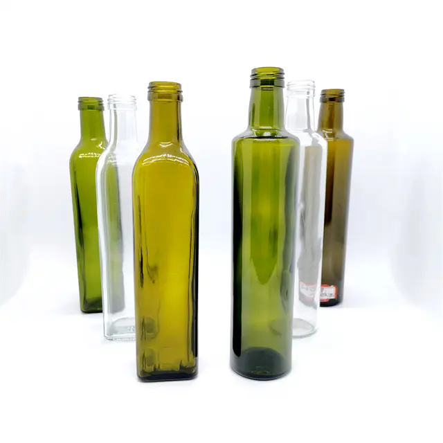 100ml 150ml 500ml 750ml chiaro quadrato vuoto olio di oliva bottiglia di vetro per la cucina salsa di soia aceto Dispenser olio ampolla con coperchio