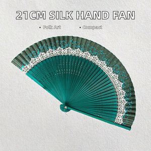 21cm Portable Japanese Style Silk <b>Hand</b> <b>Fan</b> Fashionable Colorful Hanfu Bamboo Folding <b>Hand</b> <b>Fan</b> for Home Decoration Photography - Product Image 2