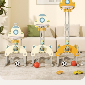 Canasta de Baloncesto para el Hogar Estilo Coche, Soporte de Plástico Elevable para Interiores, Juguete Educativo Multifuncional para Bebés con Puerta de Fútbol - Product Image 1