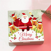 Kotak Kue Natal Persegi Cetak Kartun Selamat Natal Kemasan Hadiah Cokelat Nougat Kotak Kardus Kustom