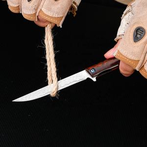 Coltello pieghevole damasco di alta qualità per la caccia al campeggio e la sopravvivenza all'aperto durevole EDC coltello da combattimento in legno manico - Product Image 5