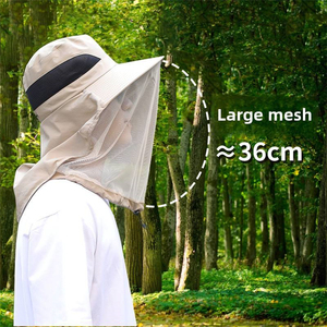 Folding <b>Mesh</b> Anti-Mosquito Hat Wide Brim Head <b>Net</b> Cap Outdoor Fishing Beekeeping Sun Protection Leisure Hat - Product Image 4