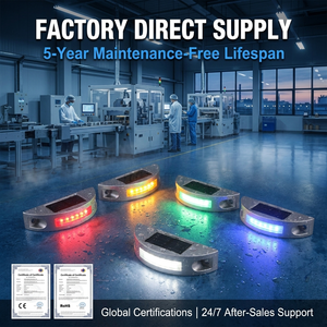Borne <span class=keywords><strong>de</strong></span> signalisation routière solaire en aluminium moulé sous pression, demi-lune, étanche IP68, avec lumière d'avertissement LED active et réflecteur prismatique haute intensité - Product Image 5