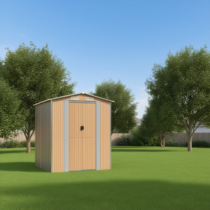 Casetta da giardino in acciaio zincato 75.6x336.6x87.8 pollici marrone chiaro per deposito attrezzi - Product Image 2