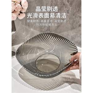 จานผลไม้ลายทางทรงกลมพลาสติกคุณภาพสูงสำหรับใส่ขนมและของว่างสำหรับตกแต่งโต๊ะกาแฟ - Product Image 2