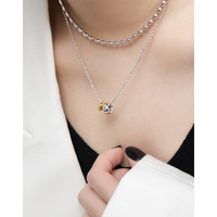 Séparation des couleurs personnalisée, sensation haut de gamme, conception de collision de roue circulaire géométrique, collier en argent pur S925 pour femmes