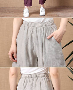 <span class=keywords><strong>Pantaloni</strong></span> Larghi in Cotone e <span class=keywords><strong>Lino</strong></span> da <span class=keywords><strong>Donna</strong></span>, Nuovi <span class=keywords><strong>Pantaloni</strong></span> Estivi Comodi a Gamba Larga, Taglie Grandi, Stile Harem, Versatili, in <span class=keywords><strong>Lino</strong></span>, a Nove Punti, Casual - Product Image 5