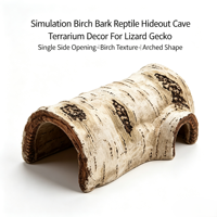 Caverne cachette pour reptiles en résine imitation écorce de bouleau, décoration de terrarium, abri de basking pour tortues, geckos, coléoptères et animaux exotiques
