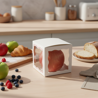 Boîte en carton blanc personnalisable 4 pouces x 4 pouces, pliable, pour emballage cadeau, boîte unique pour fruits, desserts, chocolats, avec fenêtre sur 3 côtés