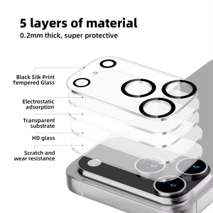 Protector de Lente de Cámara de Vidrio Templado para Teléfono, con Pegamento Completo, 9H, Anti-Rayones, Fácil de Instalar, para iPhone 16 17 Pro Max - Product Image 5