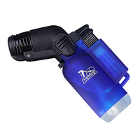 Briquet torche électrique portable en plastique noir PE, coupe-vent, rechargeable au butane, flamme réglable, allumage par bouton