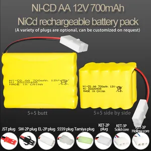 Factory 12V 700mAh Nickel Cadmium Rechargeable Batteries Pack AA5 For Climbing Car Rc Bus Toy Battery Cell