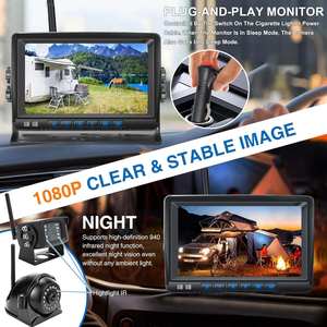 Greenyi بشاشة لاسلكية رقمية <span class=keywords><strong>4</strong></span> قنوات مع كاميرا واي فاي احتياطية للحافلة للشاحنة والسيارة مقطورة RV - Product Image 2