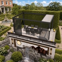 Pergola Bioclimatique en Aluminium au Design Moderne, à Lames Orientables, pour Jardin Extérieur, en PVC, Revêtement Poudré, Écologique, Résistante au Vent, Livraison Gratuite