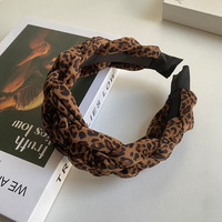 Bandeau en velours imprimé léopard à large bord, élégant et rétro, pour femme, style coréen polyvalent, haut de gamme, style Hong Kong