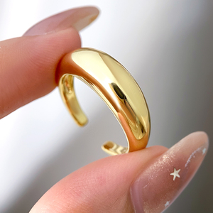 Modern Geometric 18K Gold Plated Plain Band <b>Chunky</b> Wave <b>Rings</b> Unisex Daily Wear Jewelry - Product Image 3
