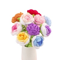 Ramo de Rosas Tejidas a Mano, Flores Artificiales, Regalo para Novia, Día de San Valentín, Navidad, Acción de Gracias, Año Nuevo