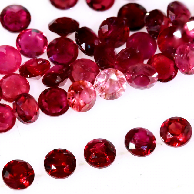 A-Level Wholesale Natural Burma Ruby Round Cut 0.7-4.0mm Heat Treated Red Color Loose Stone Factory Direct Price