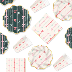 DAMAI - Juego de Platos, Servilletas y Vasos de Papel con Lazo Rosa para Fiestas, Vajilla Desechable, Artículos para Fiestas de Cumpleaños para Niñas, Artículos para Despedidas de Soltera - Product Image 4