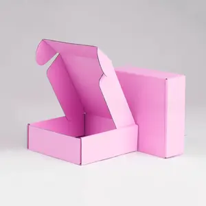 Caja de regalo personalizada de papel corrugado al por mayor de China, cajas de correo rosa para embalaje de papel
