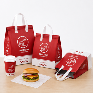 กระเป๋าเก็บความร้อนสำหรับส่งอาหารเกรดอาหาร บรรจุภัณฑ์แบบกำหนดเองสำหรับอาหารแบบนำกลับบ้าน โรงงานผลิตโดยตรง - Product Image 3