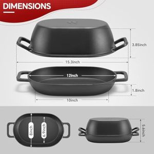 Toptan Önceden Baharatlandırılmış Kombine Dökme Demir Oval Fırın Tenceresi, Ekmek Pişirme İçin Kapaklı, Ekşi Mayalı Ekmekler İçin İdeal - Product Image 3