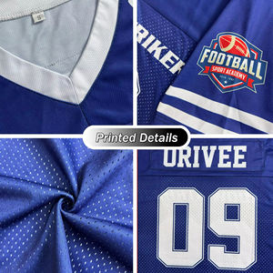 Custom Breathable Plus Size Short Sleeve <b>American</b> Football Fan Jersey Top Mesh Stitched Silk Screen Printing Football Wear - Product Image 3