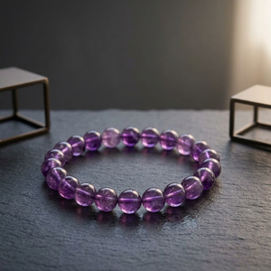 Pulsera de amatista, pulsera de cuentas de amatista púrpura, cuentas redondas de cristal, pulsera de moda para mujer - Product Image 2