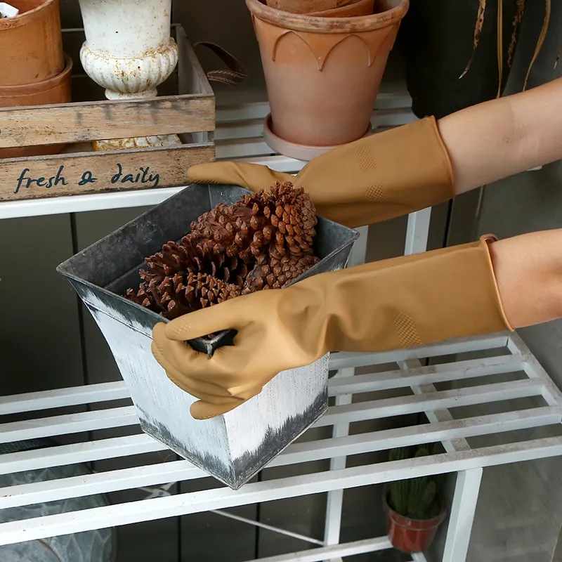 ถุงมือยาง2023 38ซม. ถุงมือยางสำหรับใช้ในครัวเรือนกันน้ำถุงมือล้างรถแขนยาวพิเศษ