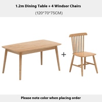 Table à manger en bois de chêne massif de Style moderne nordique ensemble de chaises confortables Design carré naturel pour petit appartement chez l'habitant