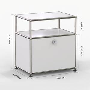 Bàn đầu giường phòng ngủ phong cách giữa thế kỷ, đồ nội thất mô-đun bằng kim loại bằng thép không gỉ, đồ nội thất tùy chỉnh màu trắng sữa - Product Image 6