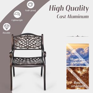 Fauteuil extérieur antirouille en fonte d'aluminium avec dossier en treillis pour patio jardin balcon bistro et salon parc cour utilisation - Product Image 5