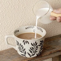 JINXIN grosir produsen personalisasi Vintage bunga decal cetakan cangkir stoneware kopi mug tumbler botol air