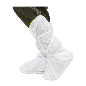 Protège-chaussures médicaux taille M 50G SMMS non tissés antidérapants avec semelle en PVC et sangles à nouer, jetables - Product Image 2