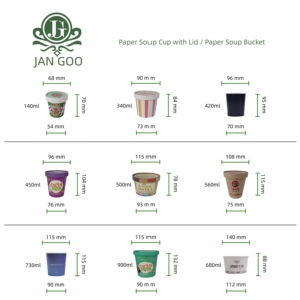 Ciotole e Contenitori per Alimenti in Carta Monouso Impermeabili da 8oz, 12oz, 16oz, 24oz, Rivestiti in Carta Bianca, Ecologici, con Coperchi in Carta - Product Image 4