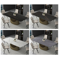 Table à manger et chaises en acier inoxydable, modèle de luxe moderne, base en marbre, pour la maison, vente en gros,