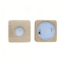 Base en bois carrée pour lampe LED, support de lampe blanc chaud avec boîte à piles pour boule de cristal