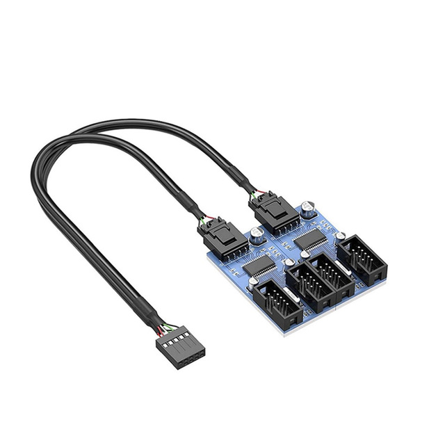 USB 2.0 Motherboard 9pin USB Header Male 1 to 4 Female Extension Card USB 2.0 Splitter Cable Connector