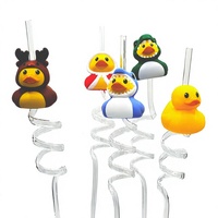 Pailles en plastique en forme de canard, décoratives pour fêtes, accessoires pour gobelets de bar