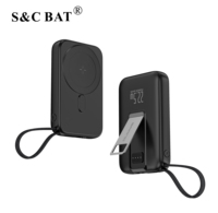 Batterie externe ultra-mince 22,5 W 10 000 mAh à charge rapide magnétique 15 W sans fil, support pliable Type-C portable