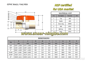 Chinesische Fabrik NSF-Zertifiziert für den US-Markt ROHS-Zertifikat ASTM D2846 CPVC-Kugelhahn 1/2' ~ 2' Zoll Größen Fabrik-Großhandel - Product Image 6