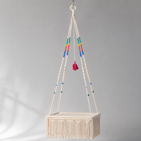 Hamac pour chat en macramé suspendu en corde de coton, perles colorées, style bohème, nid pour chat, petits animaux, robuste, lavage à la main uniquement, non amovible