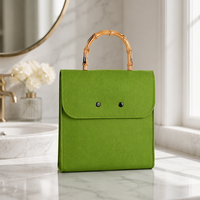 Sac à poussière réutilisable en feutre épais et doux, avec poignée en bambou, prix direct usine, pour le rangement de chaussures, sacs à main, bagages de voyage et emballage.