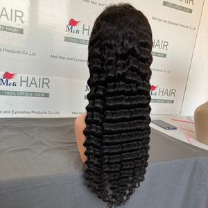 Perfecta para cabello natural con nudos pequeños transparentes, línea de cabello natural, cabello de bebé, popular textura de onda profunda, peluca frontal completa 13x4, 180% de densidad - Product Image 4