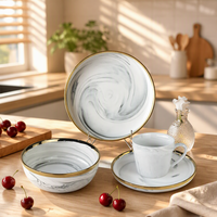 Assiettes de Dîner en Porcelaine Personnalisées avec Logo Nordique et Bord Doré – Assiettes de Présentation en Céramique de Luxe pour Restaurants, Mariages et Usage Domestique (Vente en Gros)
