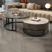 Table basse en dalle de roche minimaliste nordique, durable, moderne, salon, table à thé, circulaire, simple, combinaison nordique