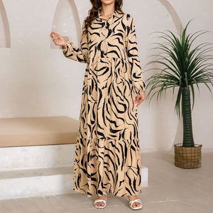 Vestido Elegante <span class=keywords><strong>de</strong></span> Primavera y Verano para Mujer, Estampado <span class=keywords><strong>de</strong></span> Rayas <span class=keywords><strong>de</strong></span> Tigre, Frente Semiabierto, Corte Holgado, Estilo Clásico para Salidas Informales, Tallas S-2XL - Product Image 5